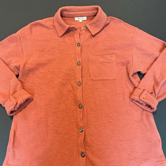 Madewell Textural Knit Shirt-Jacket Weathered Brick Size M - Picture 6 of 14